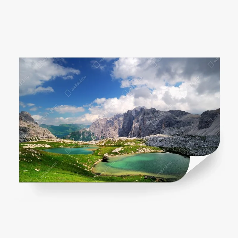 Wall mural alpine mountain lakes under blue sky