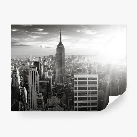 Wall mural black and white Manhattan skyline • Wallissimo®