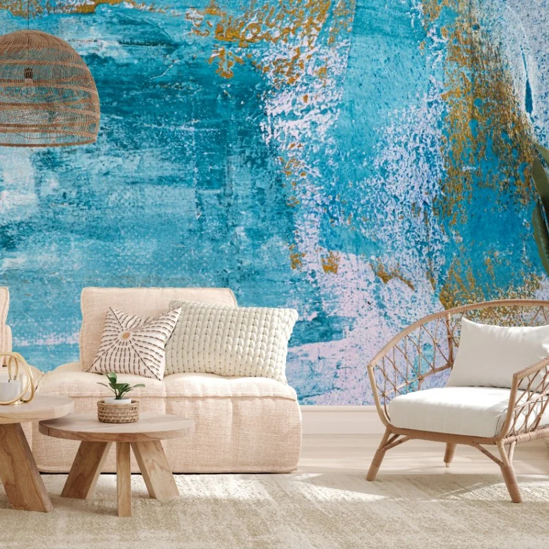 Wall mural turquoise abstract textured artwork