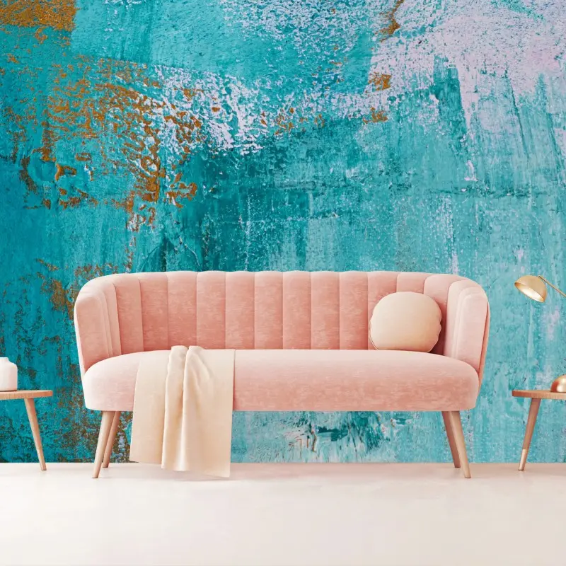 Wall mural turquoise textured abstract painting