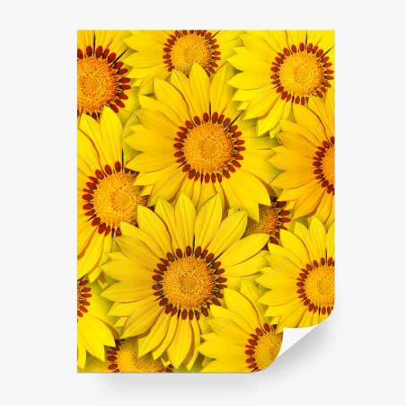 Wall mural vibrant yellow floral collage • Wallissimo®