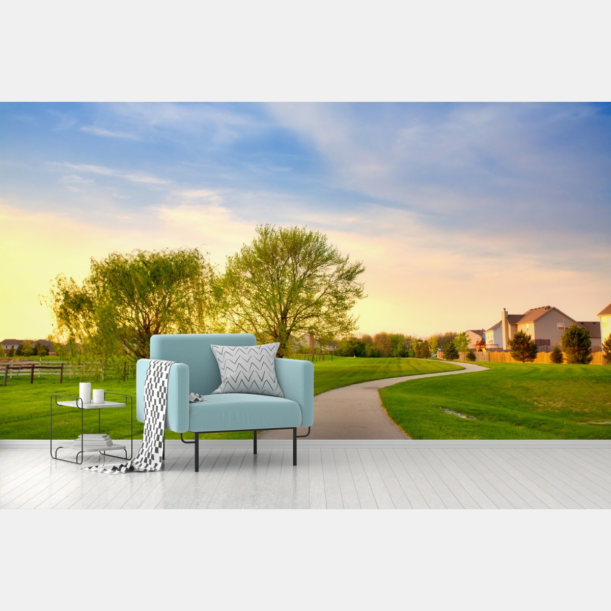 Wall mural quiet summer pathway at dusk • Wallissimo®