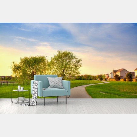Wall mural quiet summer pathway at dusk • Wallissimo®