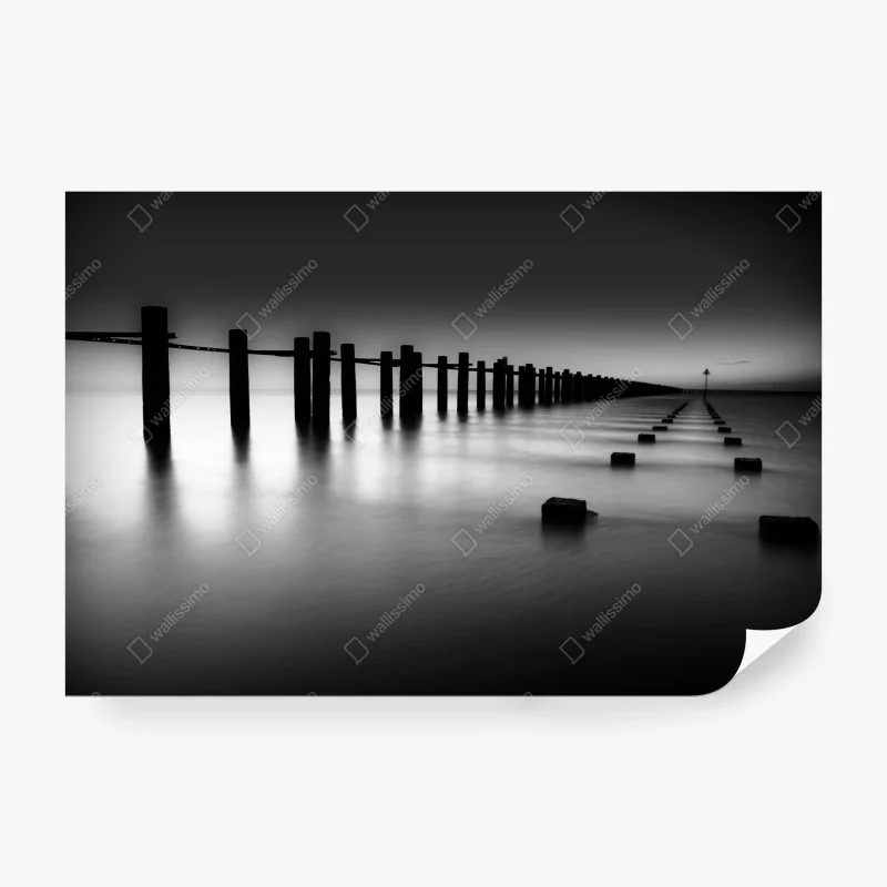 Wall mural endless pier in monochrome • Wallissimo® Wall mural endless pier in monochrome • Wallissimo®