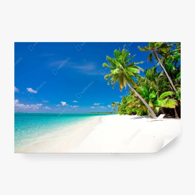 Wall mural tropical turquoise beach with palm trees