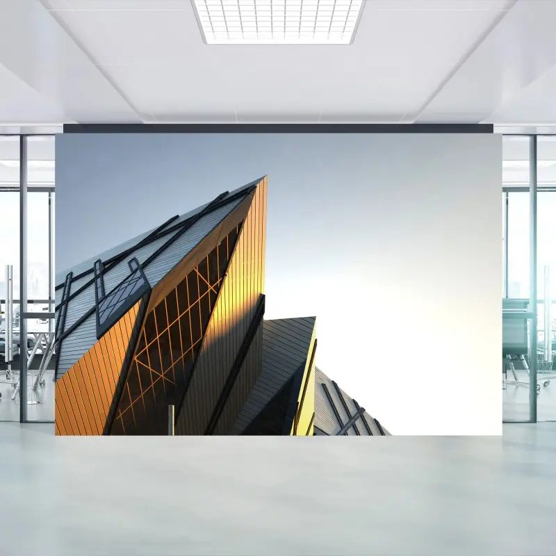 Wall mural golden light on modern architecture