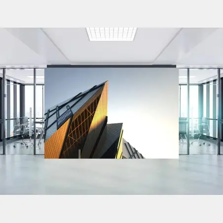 Wall mural golden light on modern architecture • Wallissimo®