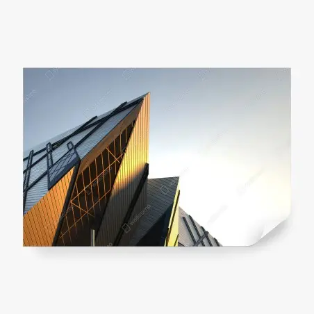 Wall mural golden light on modern architecture • Wallissimo®