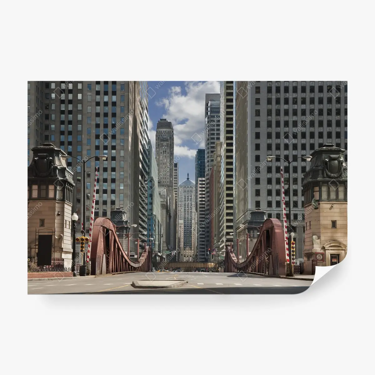 Wall mural urban bridge between skyscrapers • Wallissimo®
