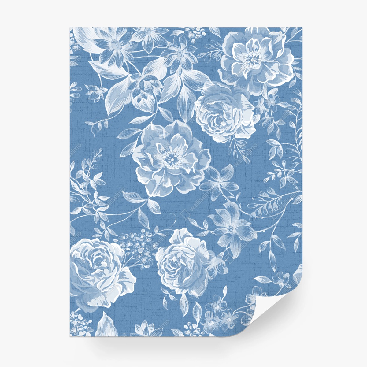 Wall mural blue watercolor floral pattern • Wallissimo® Wall mural blue watercolor floral pattern • Wallissimo®