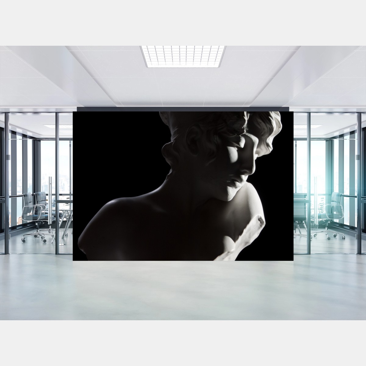 Wall mural classical marble bust in dramatic light • Wallissimo®