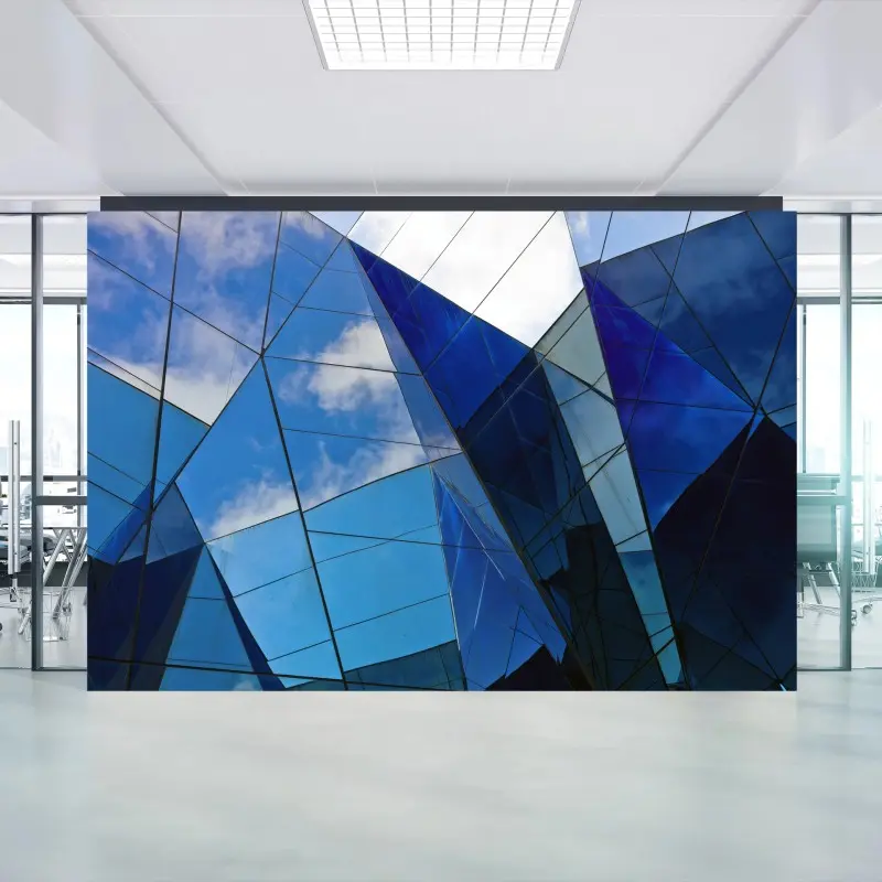 Wall mural blue geometric glass reflections