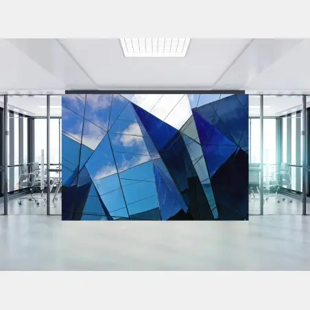 Wall mural blue geometric glass reflections • Wallissimo®