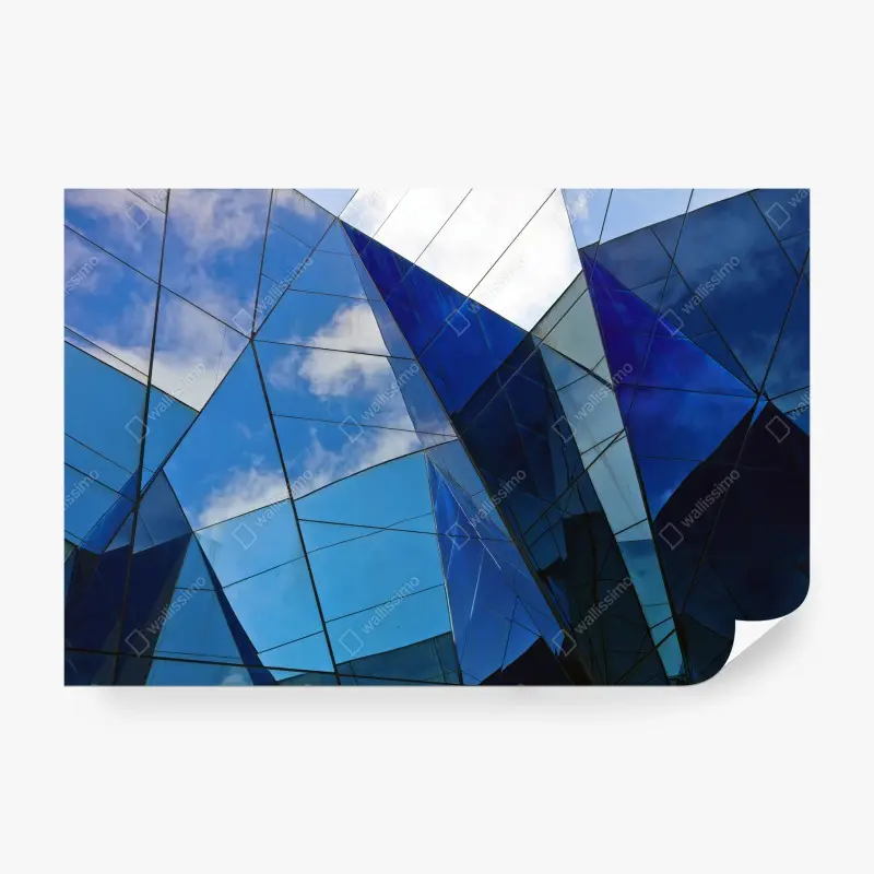 Wall mural blue geometric glass reflections
