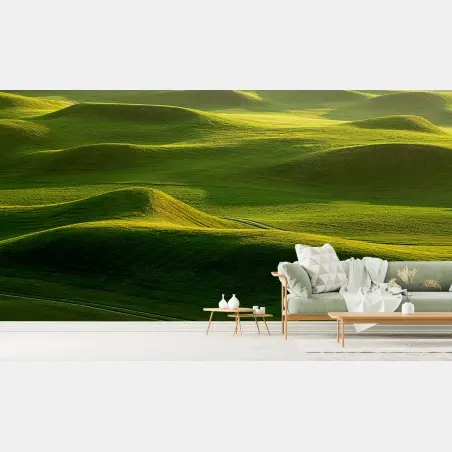 Wall mural serene rolling green meadows • Wallissimo®