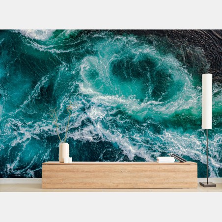 Wall mural turquoise maelstrom aerial view • Wallissimo®
