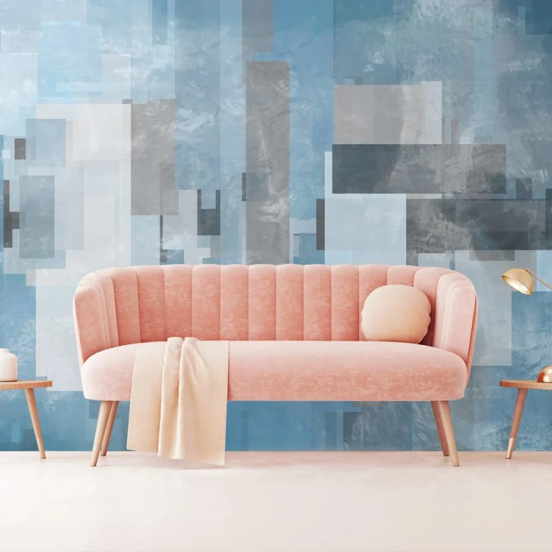 Wall mural blue geometric abstract composition