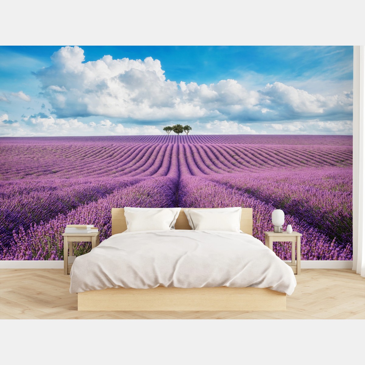 Wall mural lavender fields under a blue sky • Wallissimo®