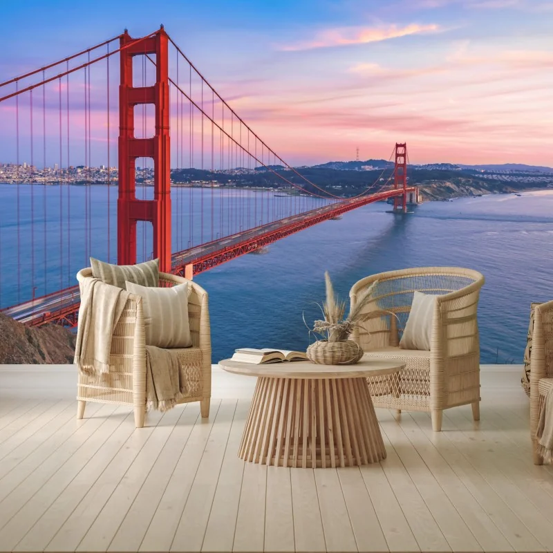 Wall mural sunset over Golden Gate Bridge