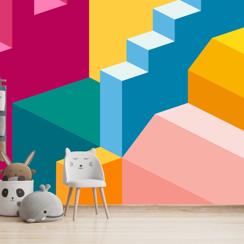 Wall mural vibrant geometric staircase