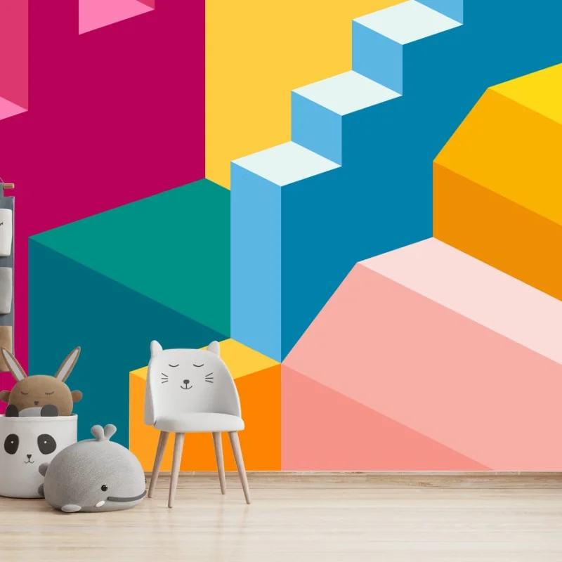 Wall mural vibrant geometric staircase