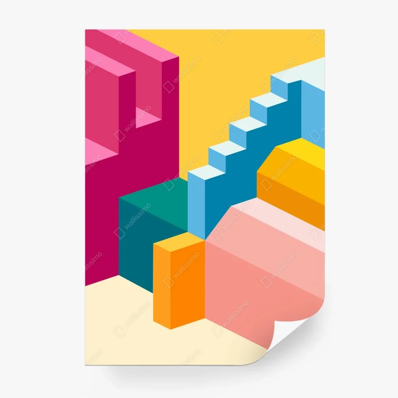 Wall mural vibrant geometric staircase