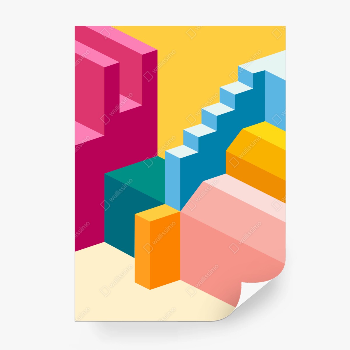 Wall mural vibrant geometric staircase • Wallissimo® Wall mural vibrant geometric staircase • Wallissimo®