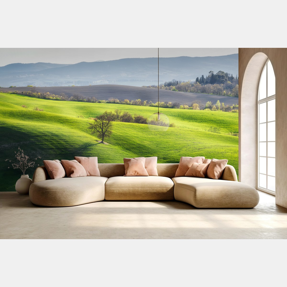 Wall mural Tuscany green rolling hills • Wallissimo®