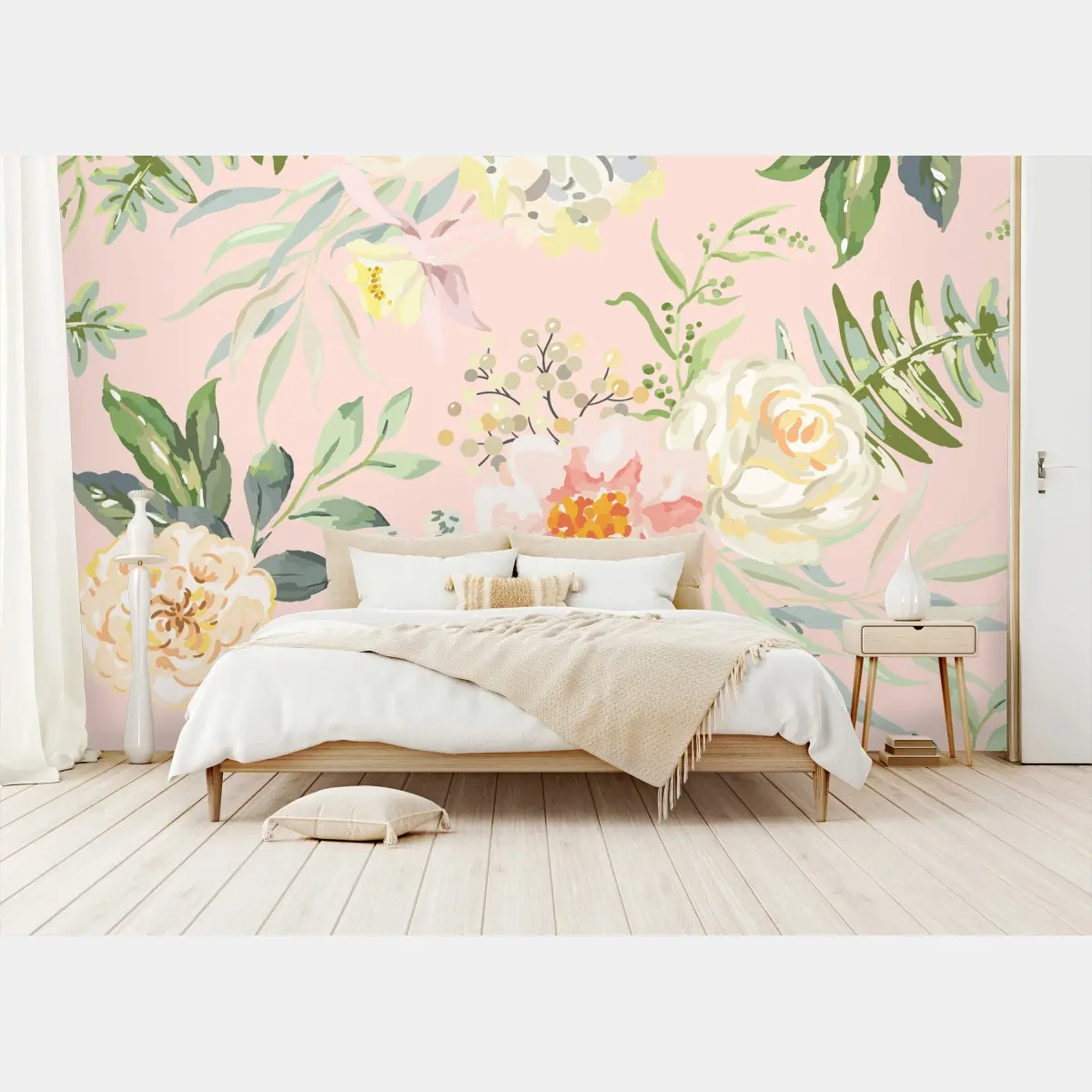 Wall mural delicate pastel floral pattern • Wallissimo®