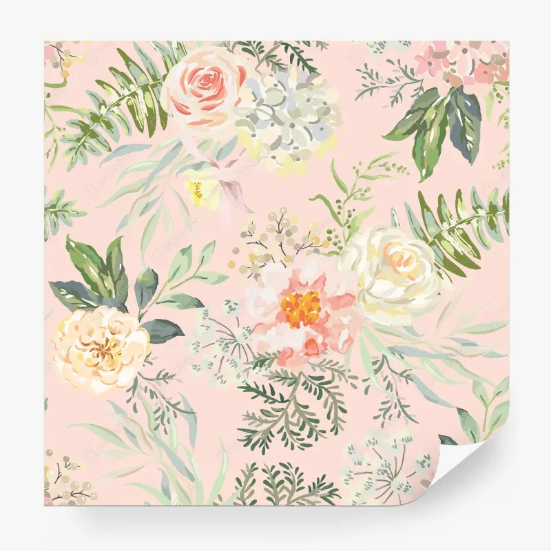 Wall mural delicate pastel floral pattern