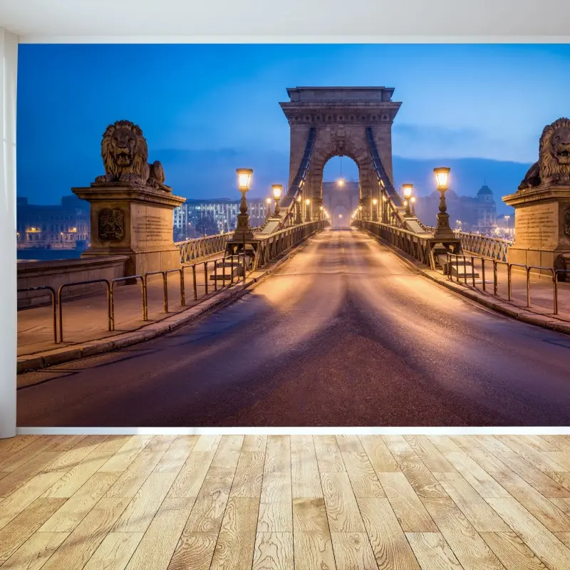 Wall mural Budapest chain bridge at dusk