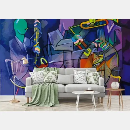 Wall mural colorful abstract jazz trio • Wallissimo®