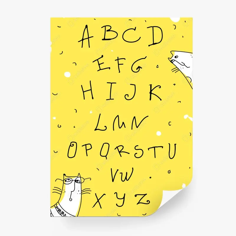 Wall mural playful alphabet with cats