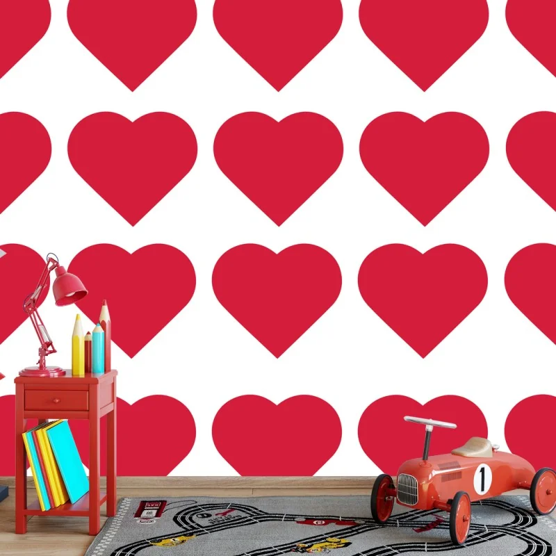 Wall mural i love cats heart pattern