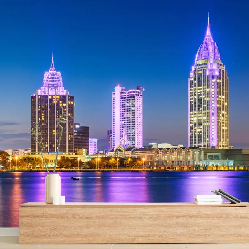 Wall mural Mobile skyline at twilight