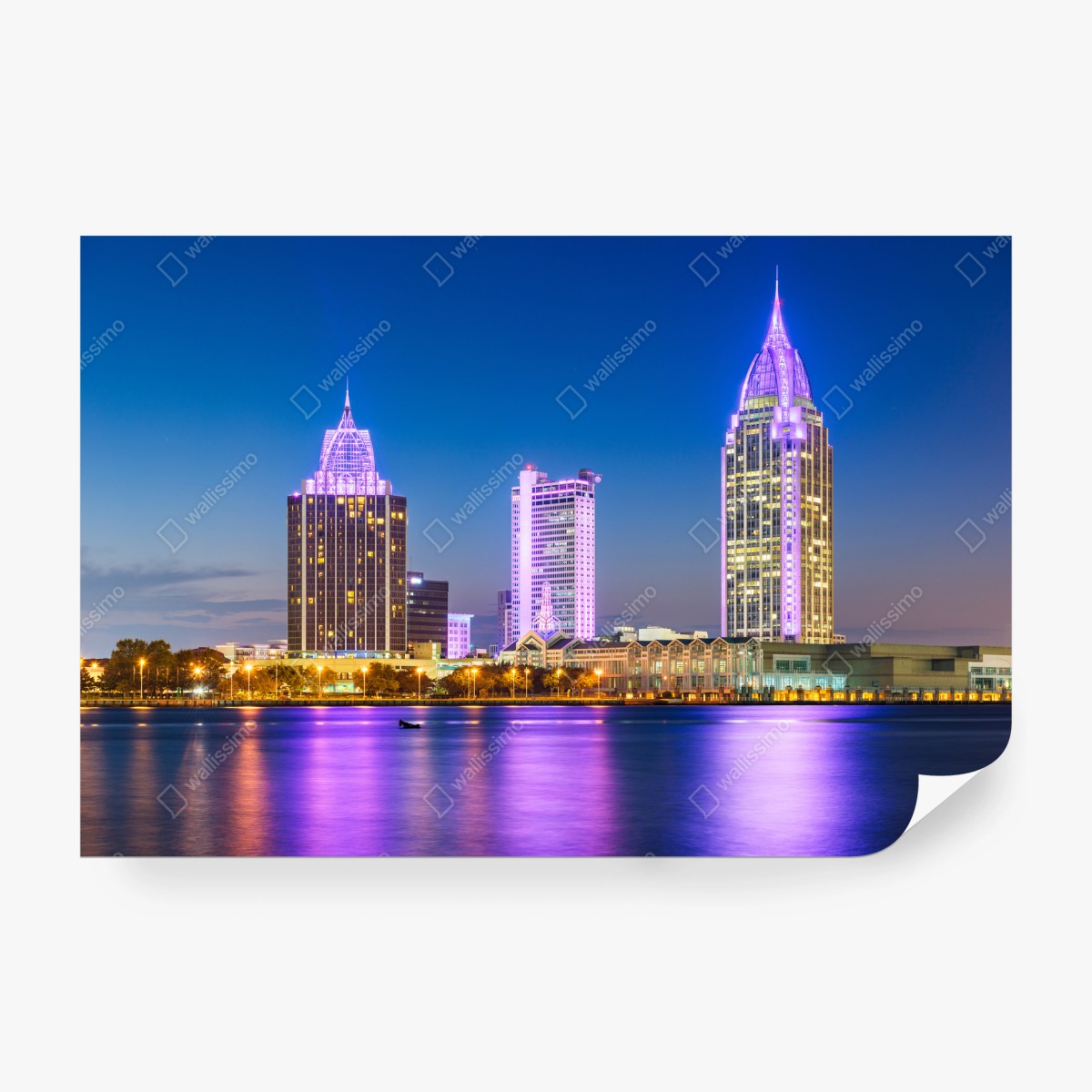 Wall mural Mobile skyline at twilight • Wallissimo® Wall mural Mobile skyline at twilight • Wallissimo®