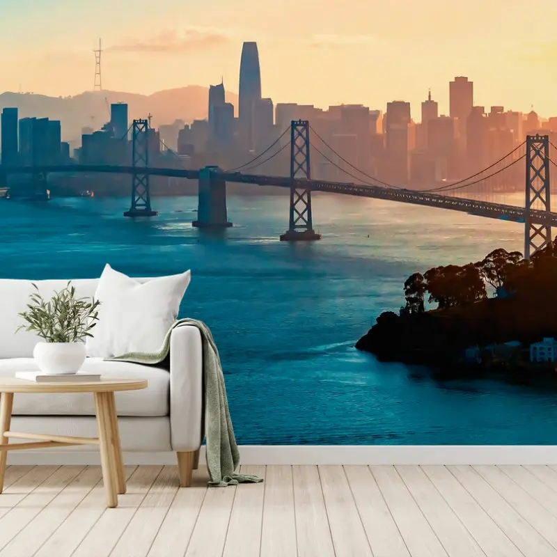 Wall mural San Francisco Bay Bridge panoramic cityscape