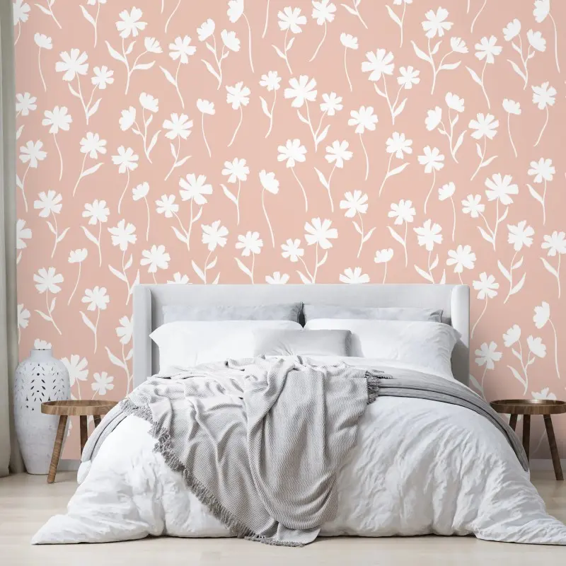 Wall mural delicate pink floral pattern