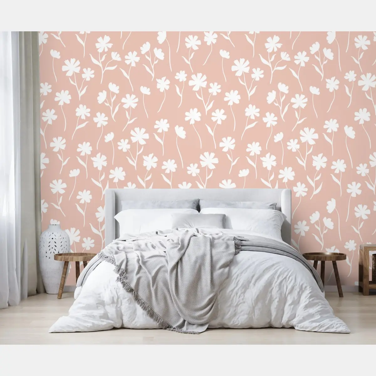 Wall mural delicate pink floral pattern • Wallissimo®