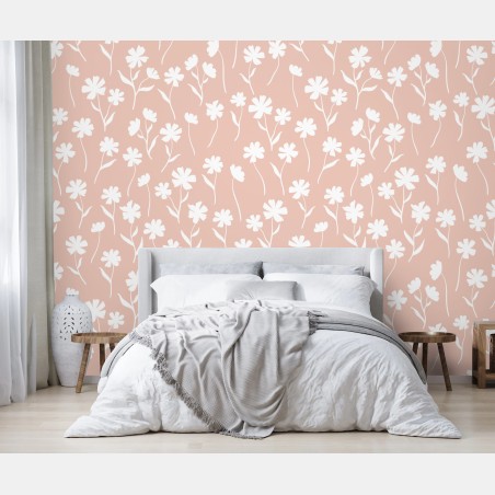 Wall mural delicate pink floral pattern • Wallissimo®