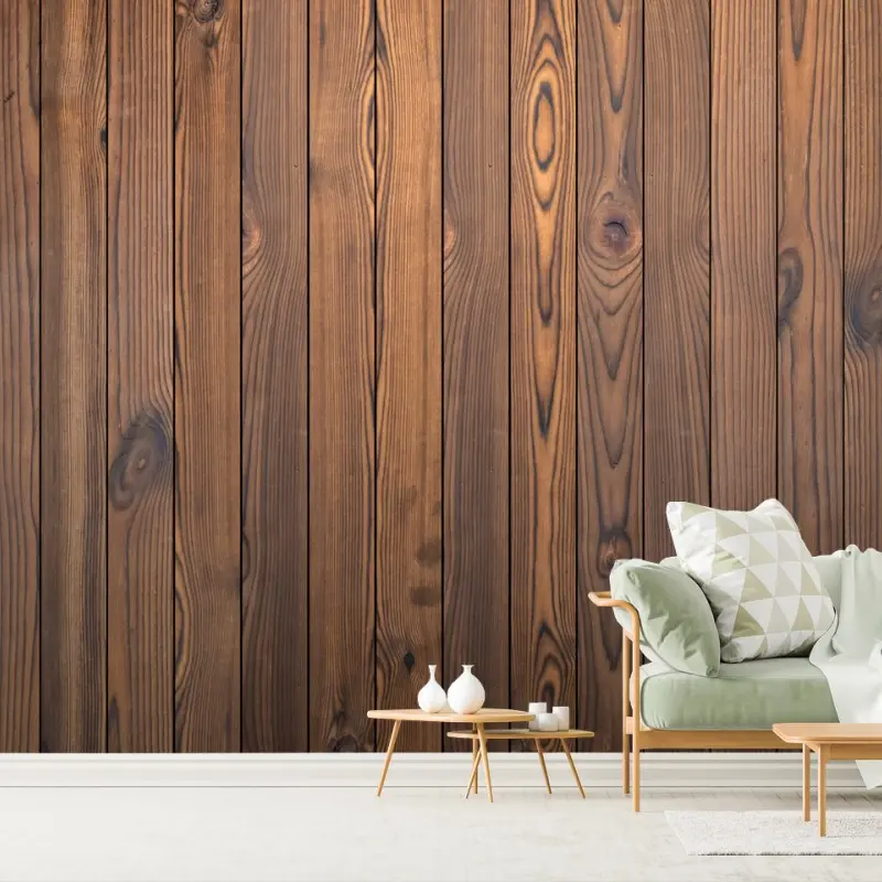 Wall mural rustic wooden plank wall background