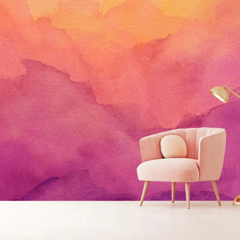Wall mural sunset watercolor layers • Wallissimo® Wall mural sunset watercolor layers • Wallissimo®