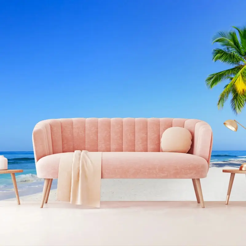 Wall mural tropical palm beach panorama • Wallissimo® Wall mural tropical palm beach panorama • Wallissimo®