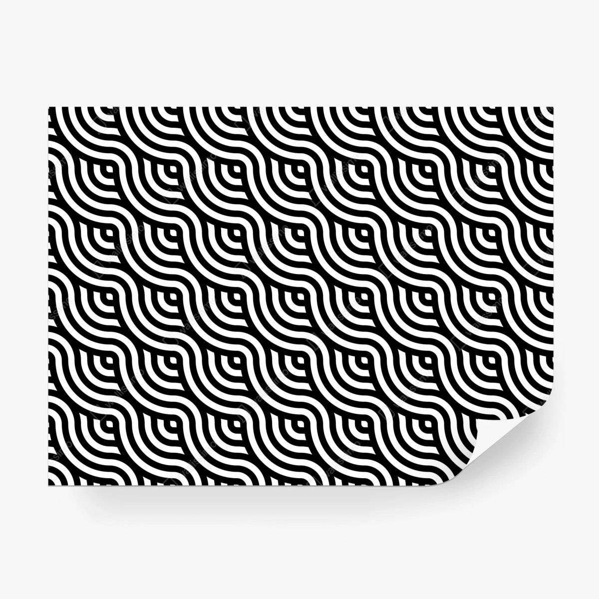 Wall mural black and white geometric wave pattern • Wallissimo®