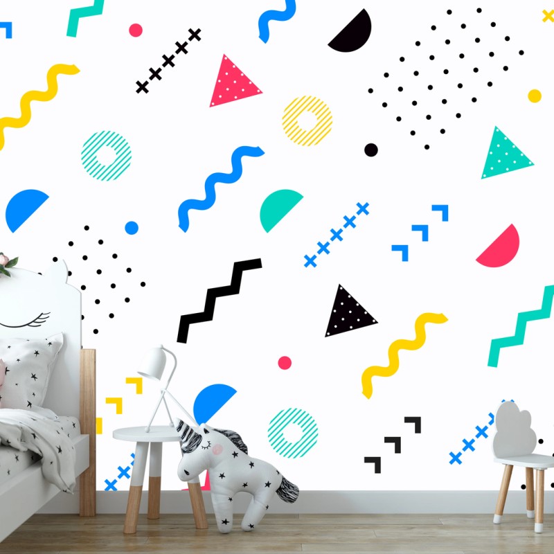 Wall mural playful colorful geometric pattern