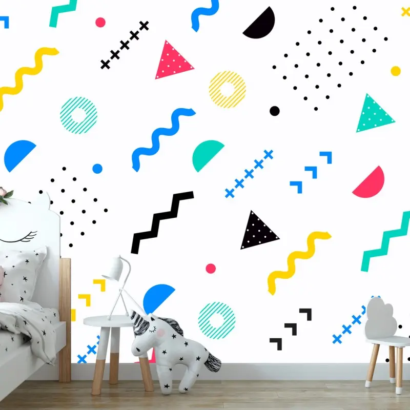 Wall mural playful colorful geometric pattern