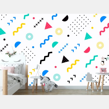 Wall mural playful colorful geometric pattern • Wallissimo®