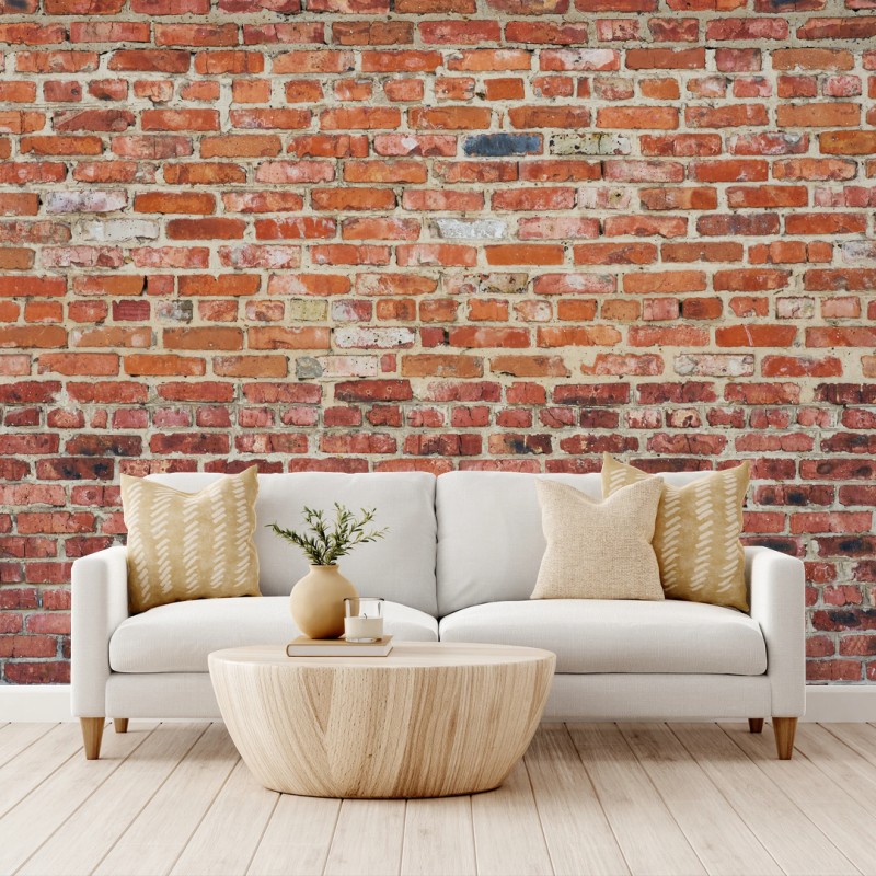 Wall mural exposed red brick texture