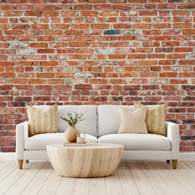 Wall mural exposed red brick texture