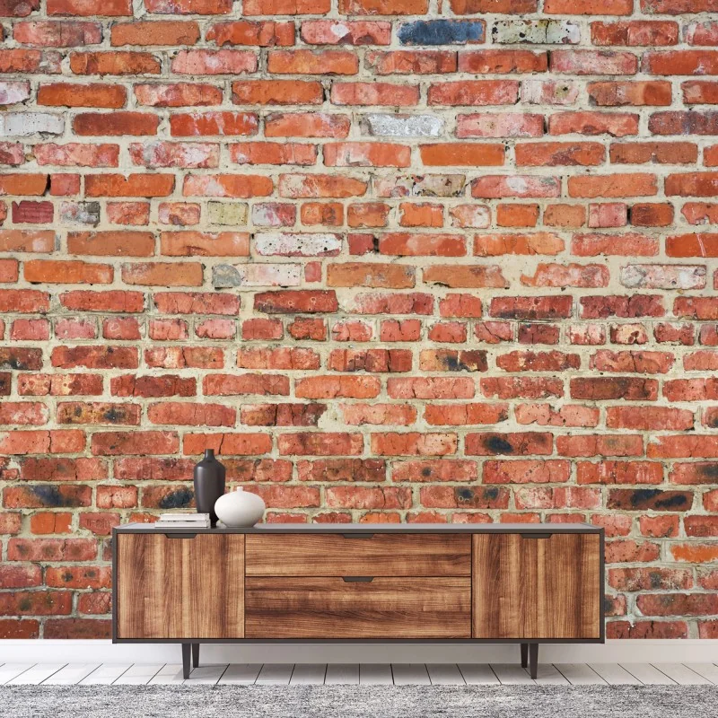 Wall mural exposed red brick wall texture • Wallissimo® Wall mural exposed red brick wall texture • Wallissimo®